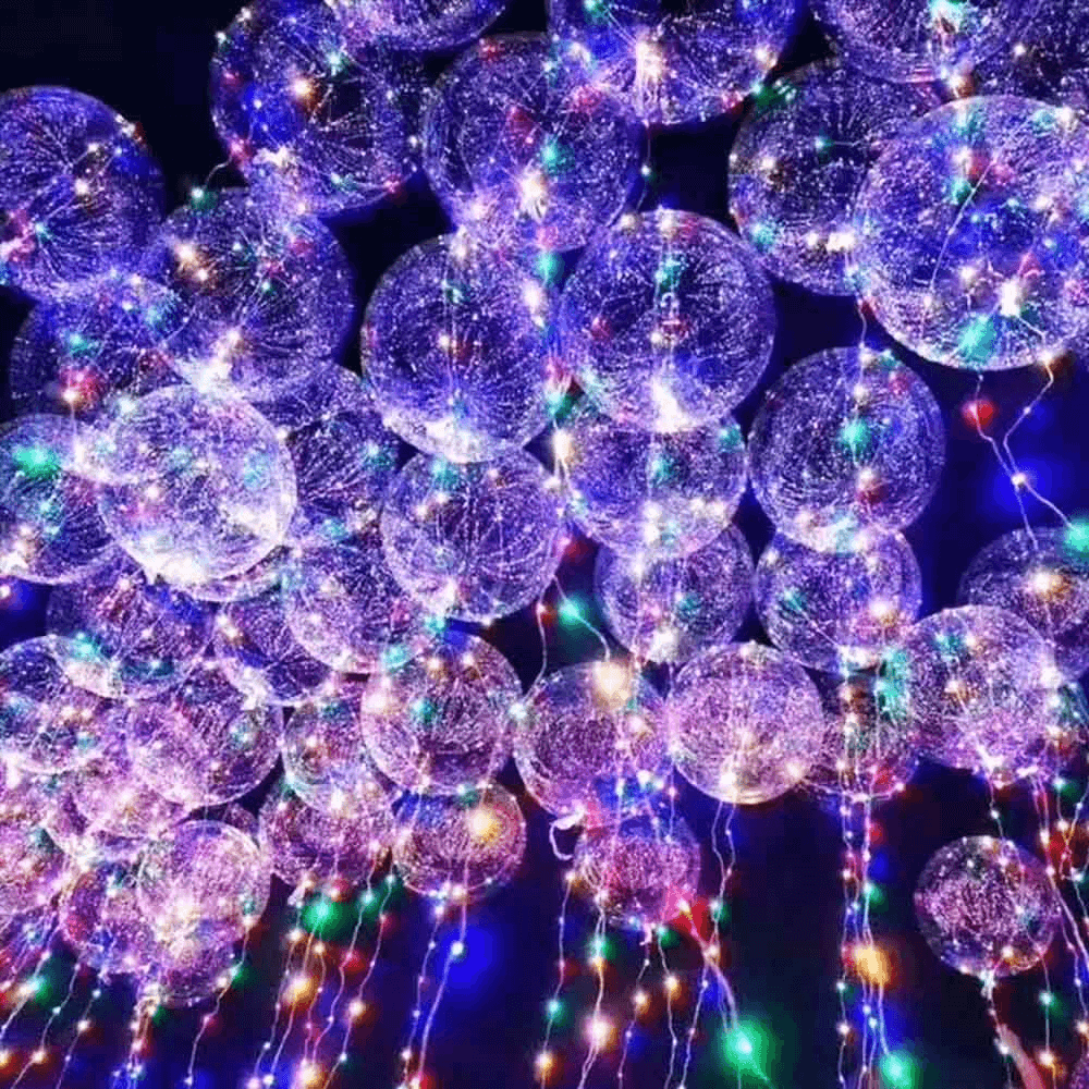 Globo de Bobo de luz Led redondo transparente transparente de PVC con globo de burbujas para decoración de fiestas